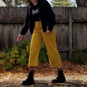 Mustard Yellow Wide Leg High Rise Jeans Size 14